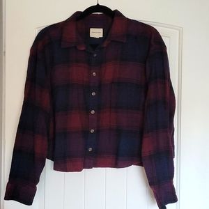 American eagle button down flannel crop top